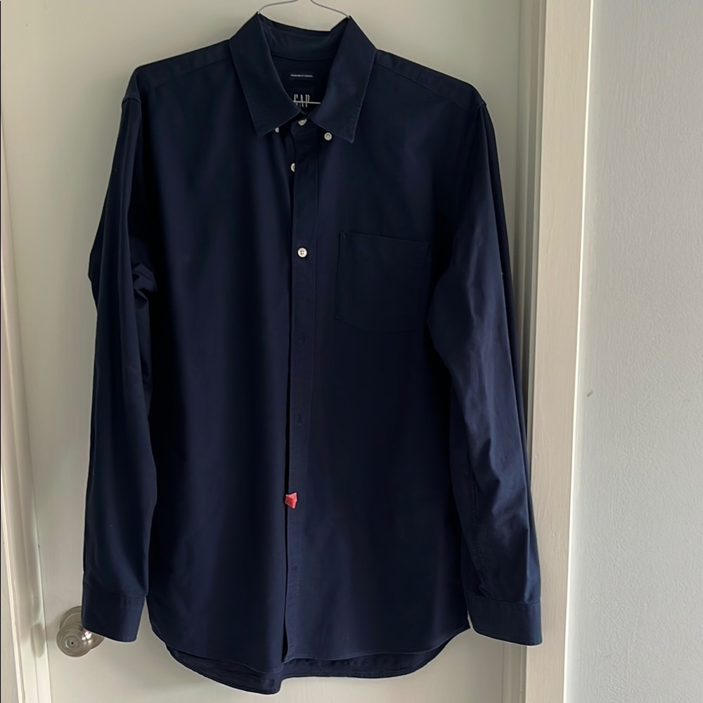 GAP Tall Size Large Men's Navy Blue Button Down Shirt